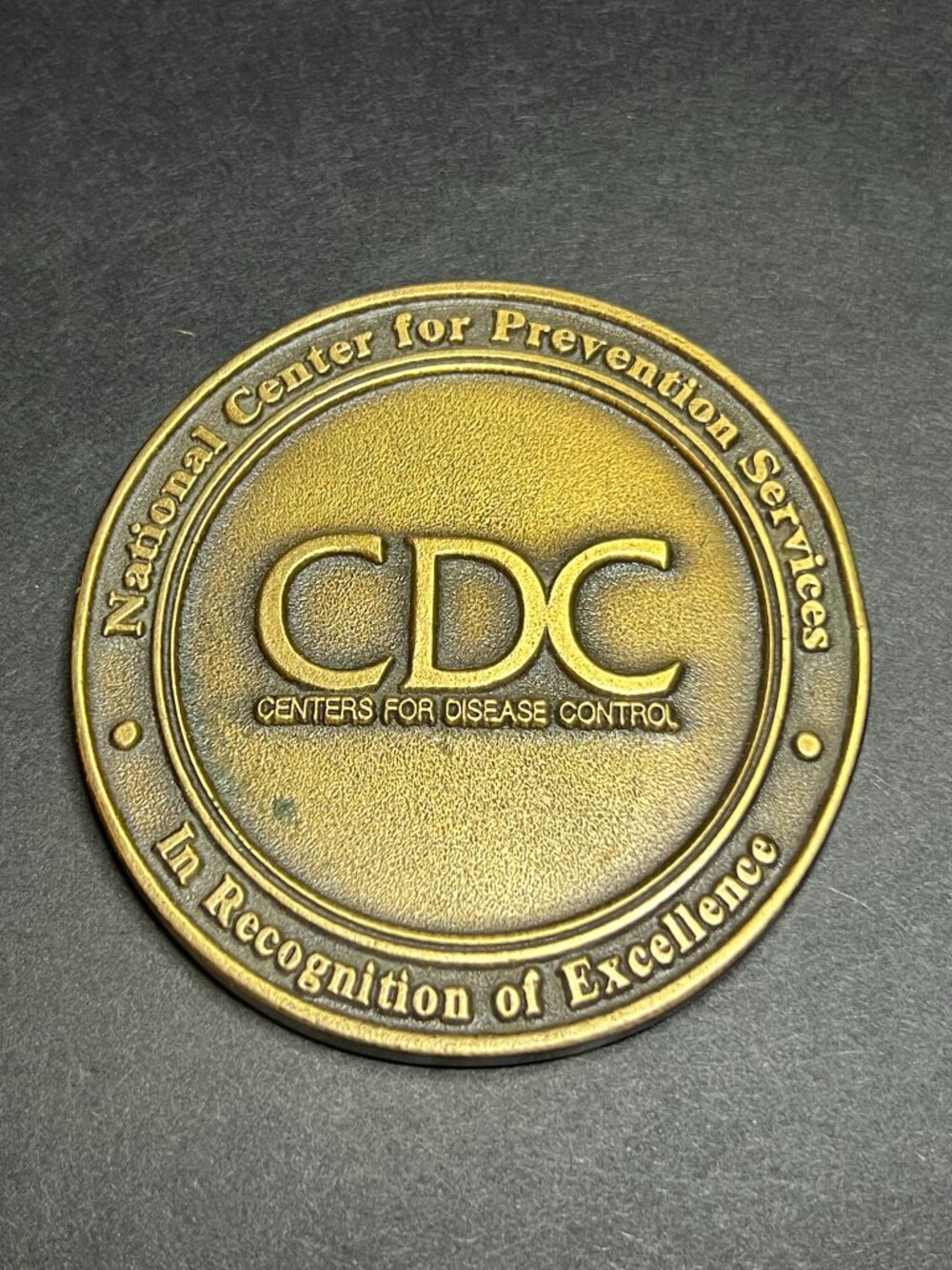 Rare CDC In Recognition of Excellence Commemorative Brass Challenge Coin 2.78"